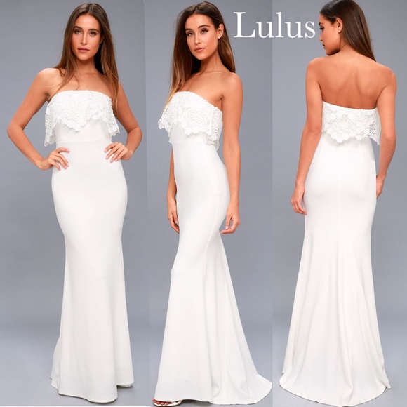 Lulus Dresses & Skirts - Lulus Birdy White Lace Long trumpet Maxi Dress